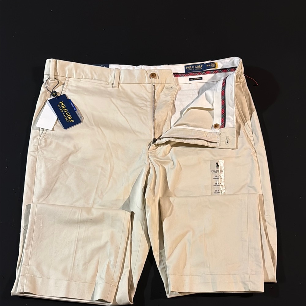 Cream Flat-Front Men's Shorts